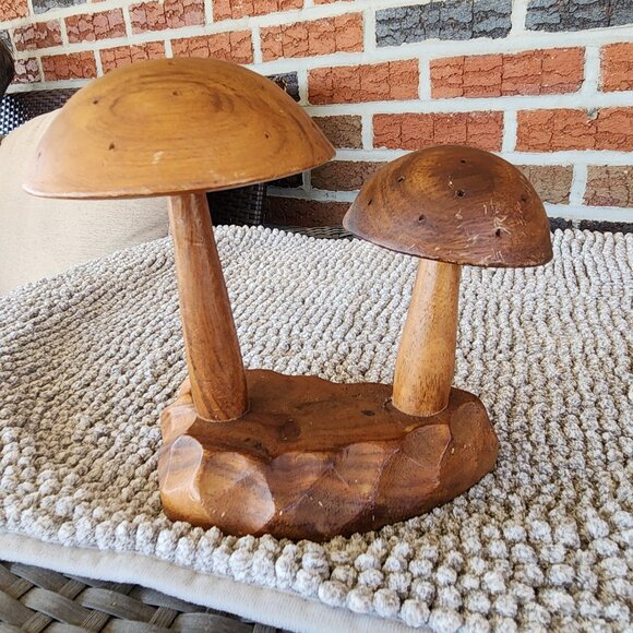 Dolphin Genuine Monkey Pod Wood Mushroom Hors D'oeuvres Tree - Picture 5 of 5
